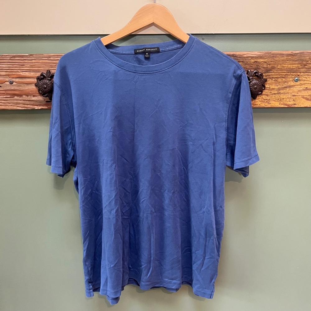 Robert Barakett Mens XL Poseidon Blue Pima Cotton Crew Neck Short Sleeve Tee